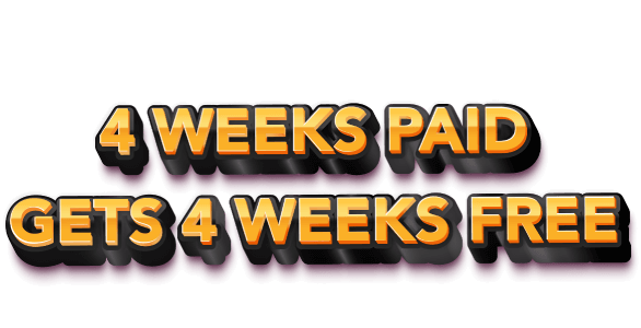 Your coupon is on its way to your inbox! 4 weeks paid gets 4 weeks free. Check your email for your coupon.